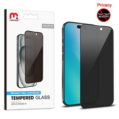 MyBat Pro Privacy Full Coverage Tempered Glass Screen Protector for Apple iPhone 16 - Black - MyBat Pro