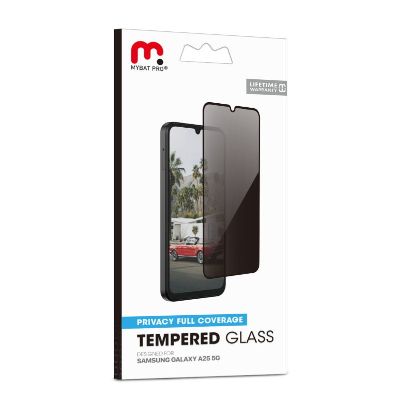 MyBat Pro Privacy Full Coverage Tempered Glass Screen Protector for Samsung Galaxy A25 5G - Black - MyBat Pro