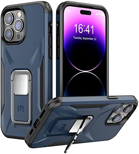 MYBAT Pro Stealth Series Phone Case for iPhone 14 Pro Max Case with Stand 6.7",Support Magnetic Car Mount, Heavy Duty Military Grade Drop Protective Rugged Bumper Armor Covers(Army Green) - MyBat Pro