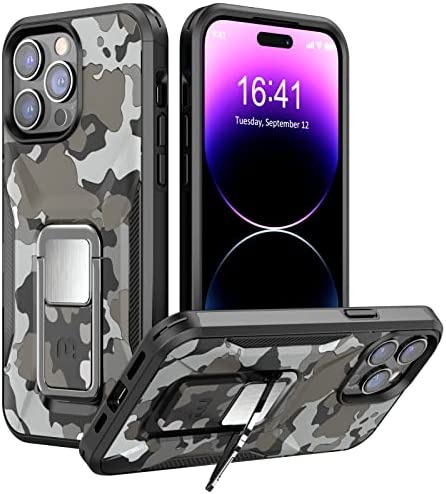 MYBAT Pro Stealth Series Phone Case for iPhone 14 Pro Max Case with Stand 6.7",Support Magnetic Car Mount, Heavy Duty Military Grade Drop Protective Rugged Bumper Armor Covers(Army Green) - MyBat Pro