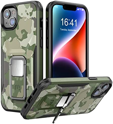 MYBAT Pro Stealth Series Phone Case for iPhone 14 Pro Max Case with Stand 6.7",Support Magnetic Car Mount, Heavy Duty Military Grade Drop Protective Rugged Bumper Armor Covers(Army Green) - MyBat Pro