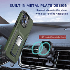 MYBAT Pro Stealth Series Phone Case for iPhone 14 Pro Max Case with Stand 6.7",Support Magnetic Car Mount, Heavy Duty Military Grade Drop Protective Rugged Bumper Armor Covers(Army Green) - MyBat Pro