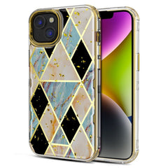 MyBat Pro TUFF Kleer Hybrid Case for Apple iPhone 14 (6.1) - Electroplated Purple Marble / Electroplating Gold - MyBat Pro