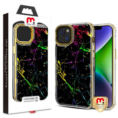 MyBat Pro TUFF Kleer Hybrid Case for Apple iPhone 14 (6.1) - Pink Marbling / Electroplating Gold - MyBat Pro