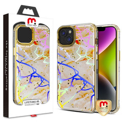 MyBat Pro TUFF Kleer Hybrid Case for Apple iPhone 14 (6.1) - Pink Marbling / Electroplating Gold - MyBat Pro