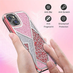 MyBat Pro TUFF Kleer Hybrid Case for Apple iPhone 14 Plus (6.7) - Electroplated Rose Gold / Transparent Clear Mini Crystals & Glitter - MyBat Pro