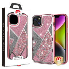 MyBat Pro TUFF Kleer Hybrid Case for Apple iPhone 14 Plus (6.7) - Electroplated Rose Gold / Transparent Clear Mini Crystals & Glitter - MyBat Pro