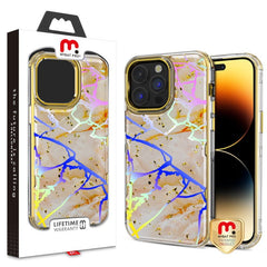 MyBat Pro TUFF Kleer Hybrid Case for Apple iPhone 14 Pro (6.1) - Blue Marbling / Electroplating Silver - MyBat Pro