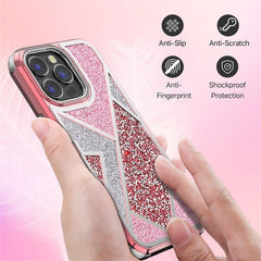 MyBat Pro TUFF Kleer Hybrid Case for Apple iPhone 14 Pro (6.1) - Electroplated Rose Gold / Transparent Clear Mini Crystals & Glitter - MyBat Pro