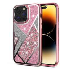 MyBat Pro TUFF Kleer Hybrid Case for Apple iPhone 14 Pro (6.1) - Electroplated Rose Gold / Transparent Clear Mini Crystals & Glitter - MyBat Pro