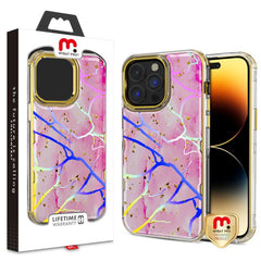 MyBat Pro TUFF Kleer Hybrid Case for Apple iPhone 14 Pro Max (6.7) - Black Marbling / Electroplating Gold - MyBat Pro