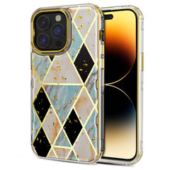 MyBat Pro TUFF Kleer Hybrid Case for Apple iPhone 14 Pro Max (6.7) - Electroplated Purple Marble / Electroplating Gold - MyBat Pro