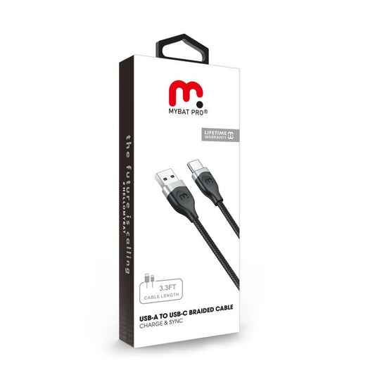 MyBat Pro USB - A to USB - C Braided Cable (L=3 FT) - MyBat Pro