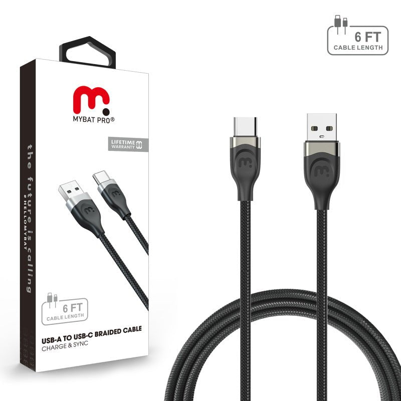 MyBat Pro USB - A to USB - C Braided Cable (L=6 FT) - MyBat Pro