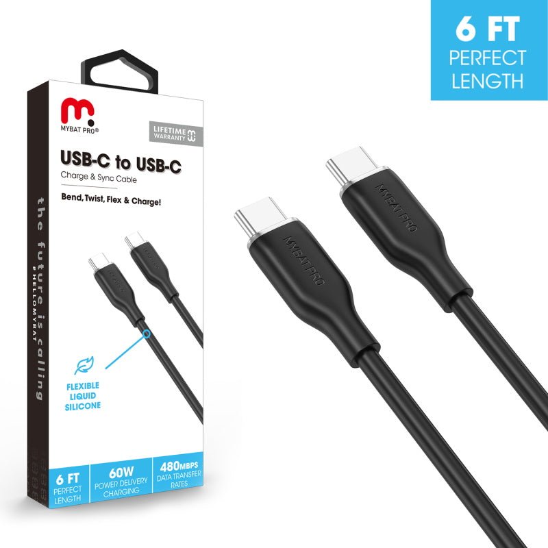 MyBat Pro USB - C to USB - C Liquid Silicone Cable (L=6 FT) - MyBat Pro