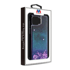 MyBat Quicksand Glitter Hybrid Protector Cover for Motorola Moto One 5G - Hearts & Purple - MyBat Pro