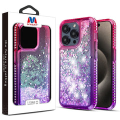 MyBat Quicksand Glitter with Diamonds Protector Cover for Apple iPhone 15 Pro Max (6.7) - Purple / Green Gradient - MyBat Pro