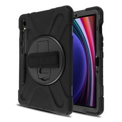 MyBat Rotatable Stand Protector Case (with Wristband) for Samsung Galaxy Tab S9 - Black / Black