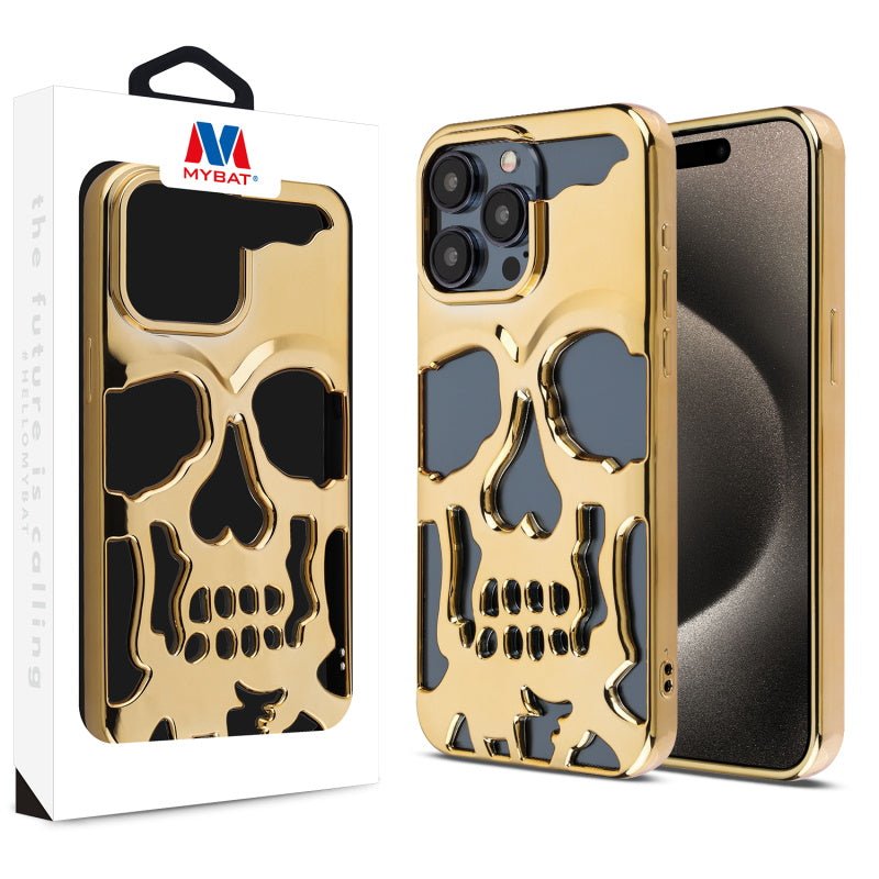 MyBat Skullcap Protector Cover for Apple iPhone 15 Pro Max (6.7) - Gold Plating - MyBat Pro