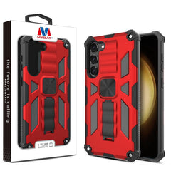 MyBat Sturdy Hybrid Protector Cover (with Stand) for Samsung Galaxy S23 Plus - Red / Black - MyBat Pro