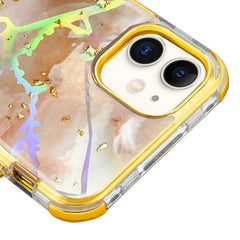 MyBat TUFF Kleer Hybrid Case for Apple iPhone 11 - Pale Yellow Marbling / Electroplating Gold - MyBat Pro