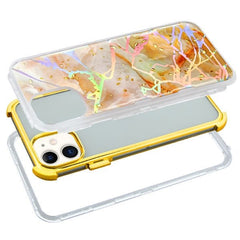 MyBat TUFF Kleer Hybrid Case for Apple iPhone 11 - Pale Yellow Marbling / Electroplating Gold - MyBat Pro