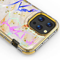 MyBat TUFF Kleer Hybrid Case for Apple iPhone 12 Pro Max (6.7) - Pale Yellow Marbling / Electroplating Gold - MyBat Pro