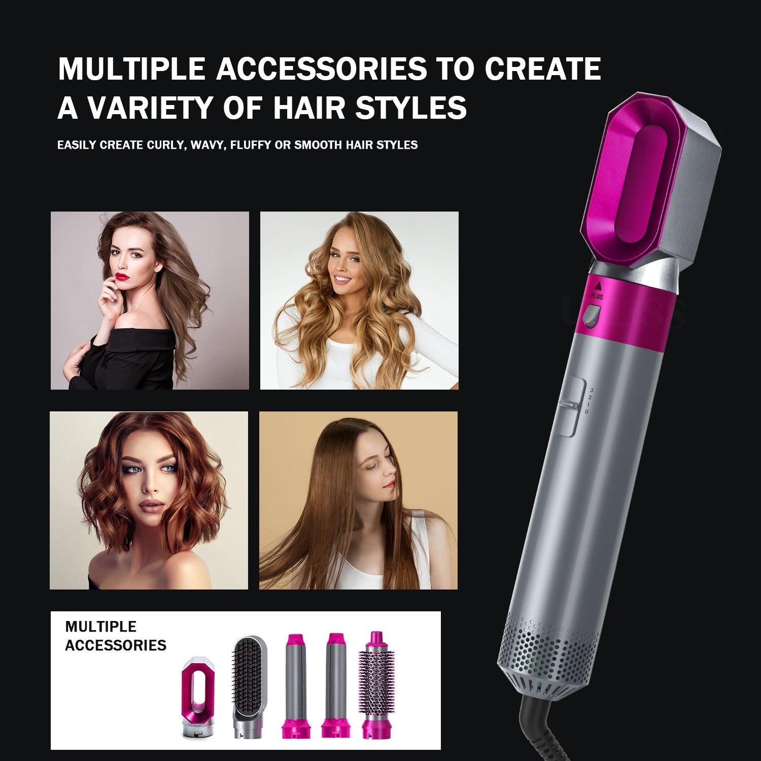 🔥 Roykin 5 - in - 1 Blow Dryer & Styler – 5 Attachments, 55% OFF! Professional Grade, Safe & Fast Styling! ✨ - MyBat Pro