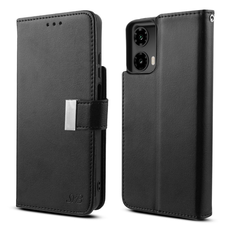 SYB Wallet Folio Case for Motorola Moto G 5G (2024) - Black / Black - MyBat Pro