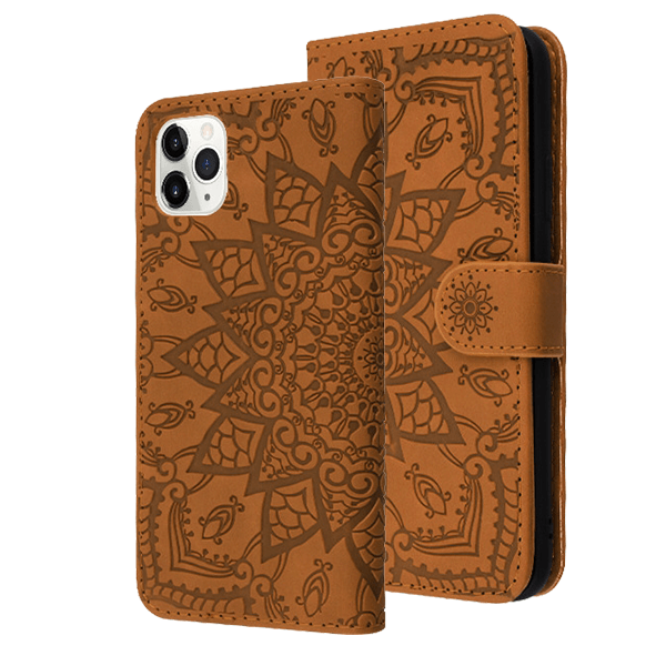 iPhone 11 Case - Wallet Phone Case - Casebus Classic Mandala Wallet Phone  Case, Credit Card Holder, Leather, Double Magnetic Buttons, Shockproof Case  - MANDALA - Casebus