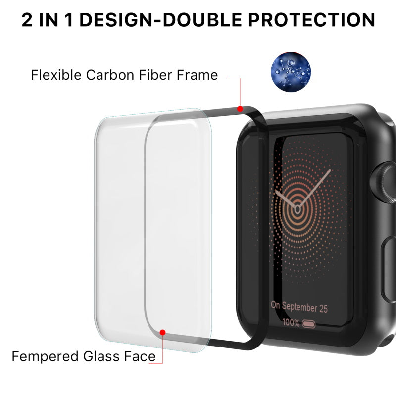 Full Coverage Carbon Fiber Tempered Glass Watch Screen Protector - MyBat Pro