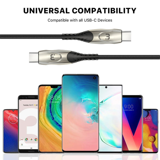 USB - C to USB - C Zinc Alloy Quick Charging Braided Cable - MyBat Pro