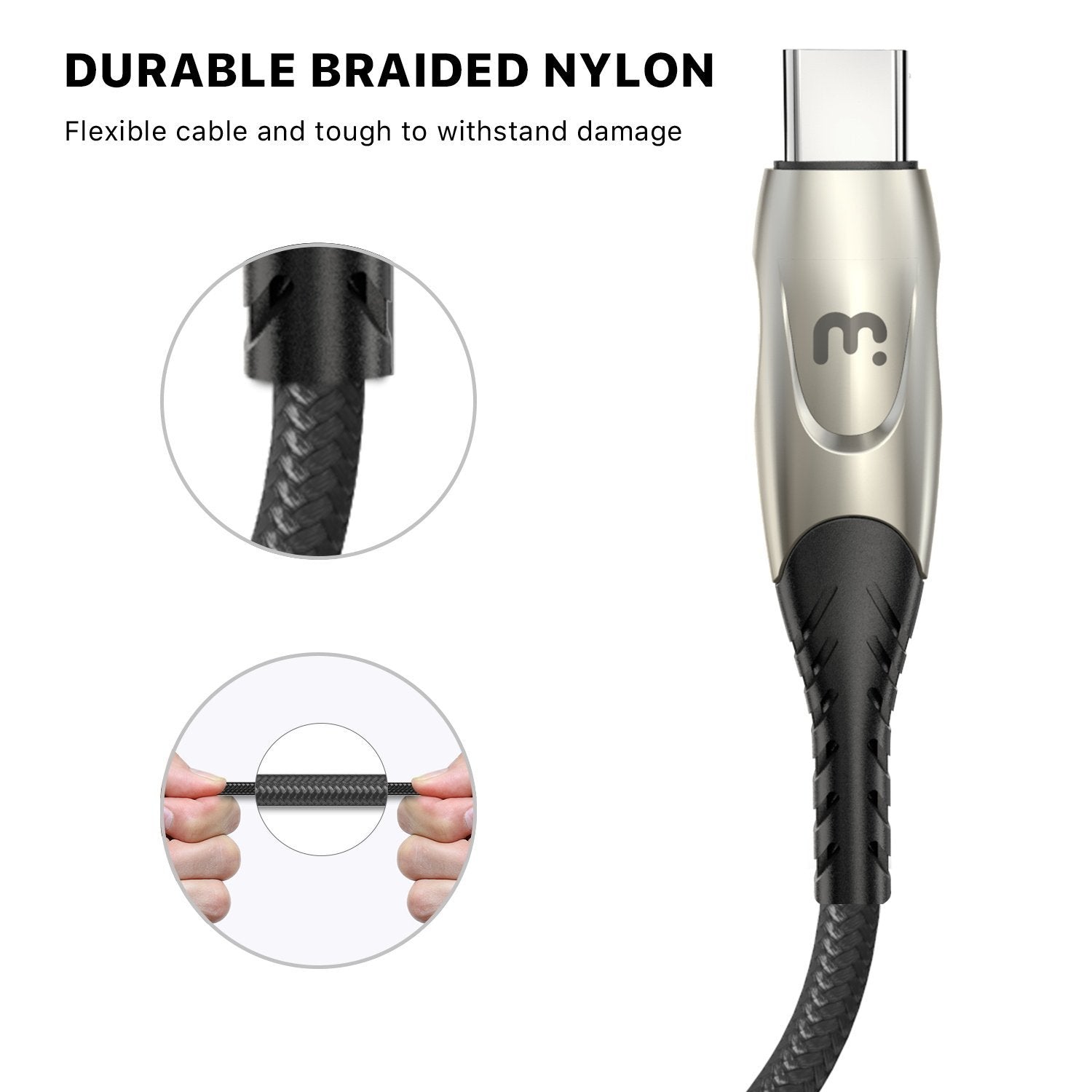 USB - C to USB - C Zinc Alloy Quick Charging Braided Cable - MyBat Pro