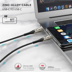 USB - C to USB - C Zinc Alloy Quick Charging Braided Cable - MyBat Pro