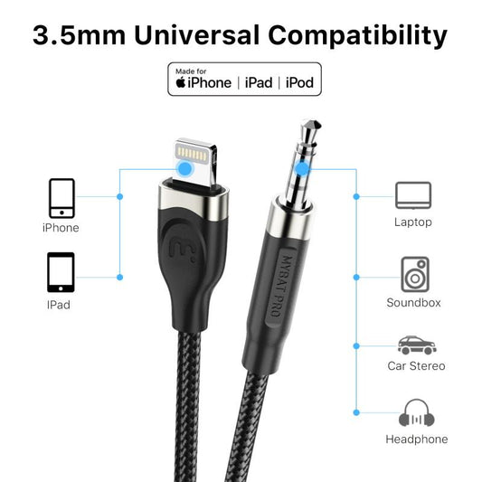 MFi Lightning to 3.5mm Male Audio Cable (4FT) - MyBat Pro