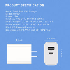 22W Dual - Port Power Delivery Wall Charger - MyBat Pro