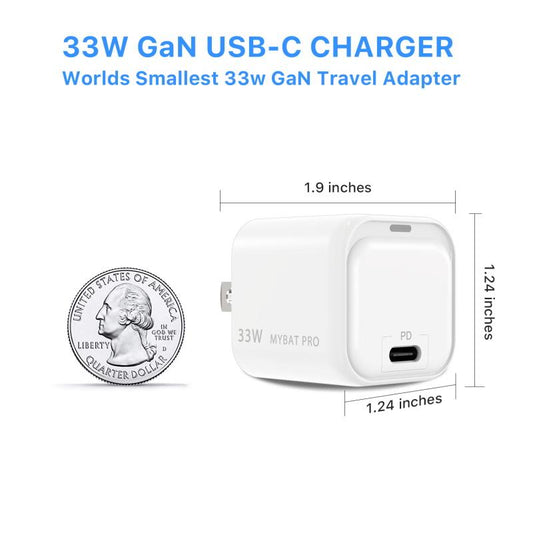 33W Mini USB - C Power Delivery GaN Wall Charger - MyBat Pro