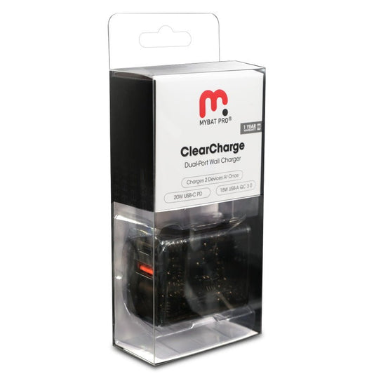 Clear 20W Dual Port Wall Charger - MyBat Pro