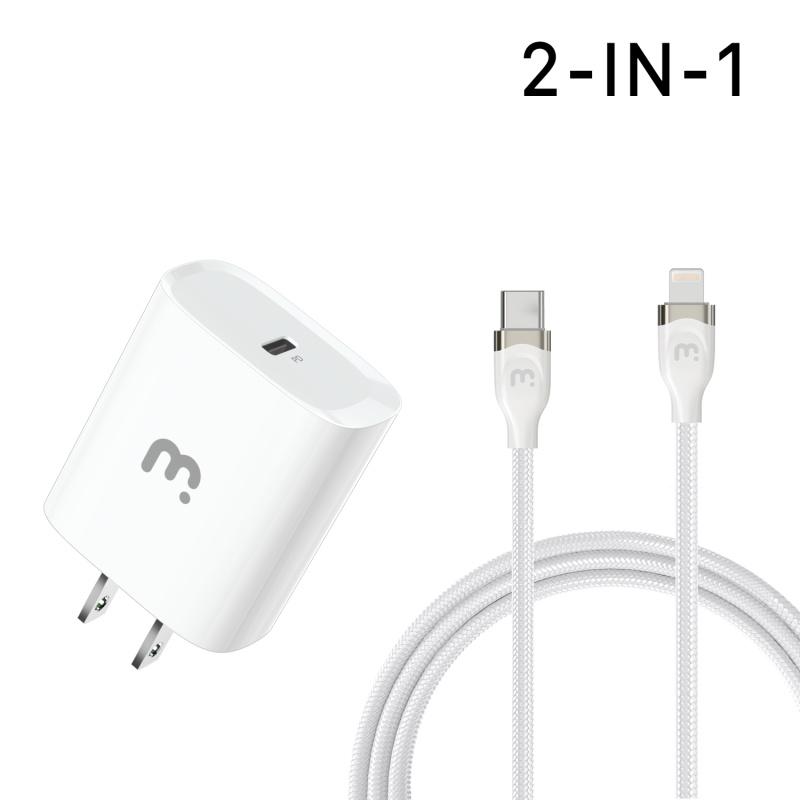 2 - In - 1 Fast Charging USB - C Wall Charger with 4FT Lightning Cable - MyBat Pro