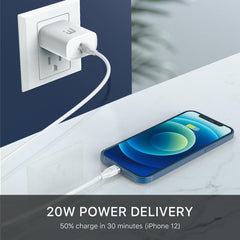 2 - In - 1 Fast Charging USB - C Wall Charger with 4FT Lightning Cable