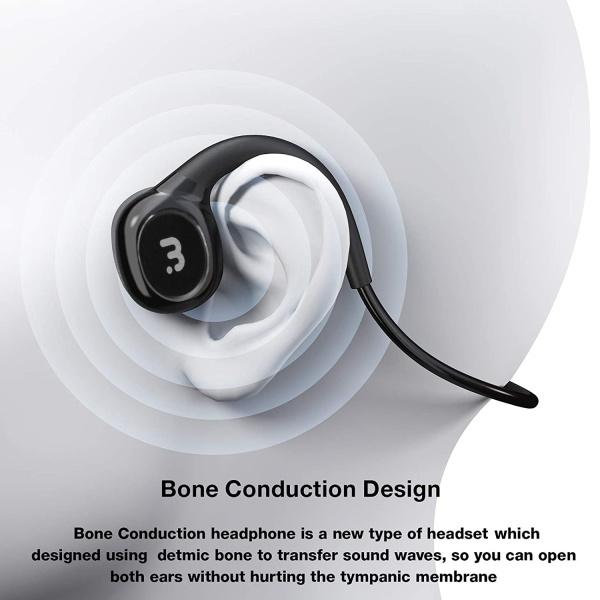 Bone Conduction Headphones Bluetooth, Wireless Open-Ear Headset with  Microphones,Titanium Lightweight Sweat Resistant, Answer Phone Call Sports